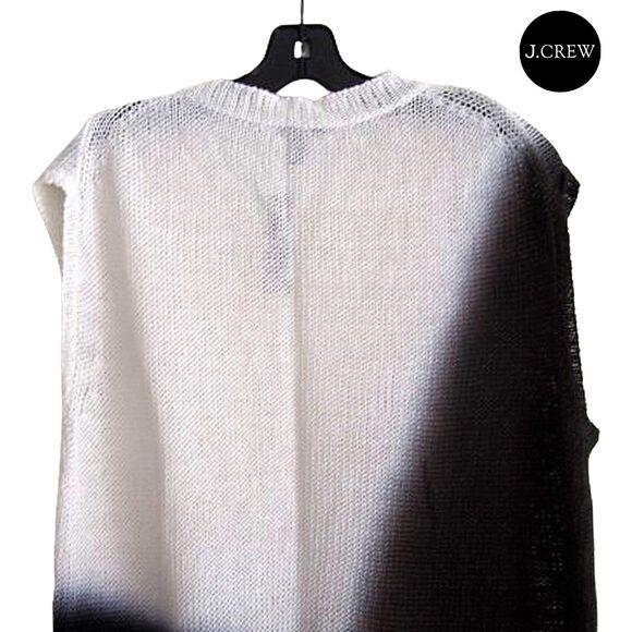J Crew NEW 60's LINEN Colorblock Oversized Open Knit Top M - Picture 10 of 12